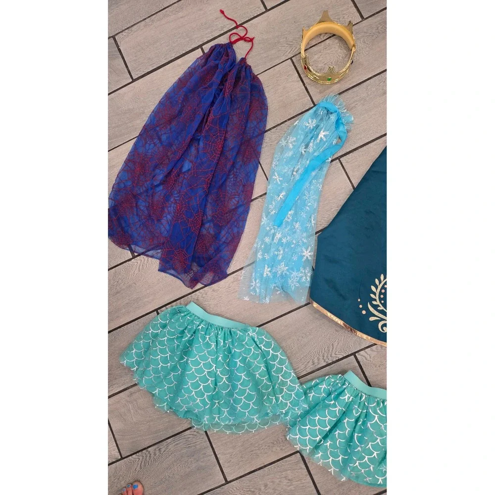 Costume Bundle-Disney Princess Frozen Anna Elsa Mermaid Tutu Cape Crown Costume